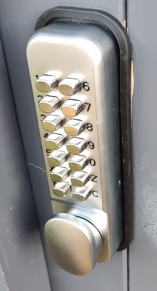 Low security digi lock - fitted to a bin storage cupboard - Pip Lockout Locksmith