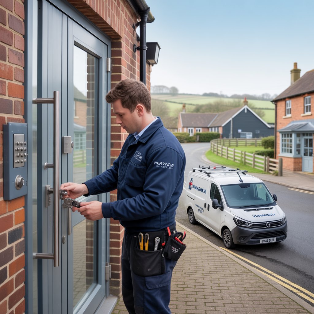 Locksmith Wherwell 2 An insurance-approved BS3621 five-lever mortice lock and a TS007 3-star anti-snap euro cylinder lock being retrofitted on a composite entrance door.